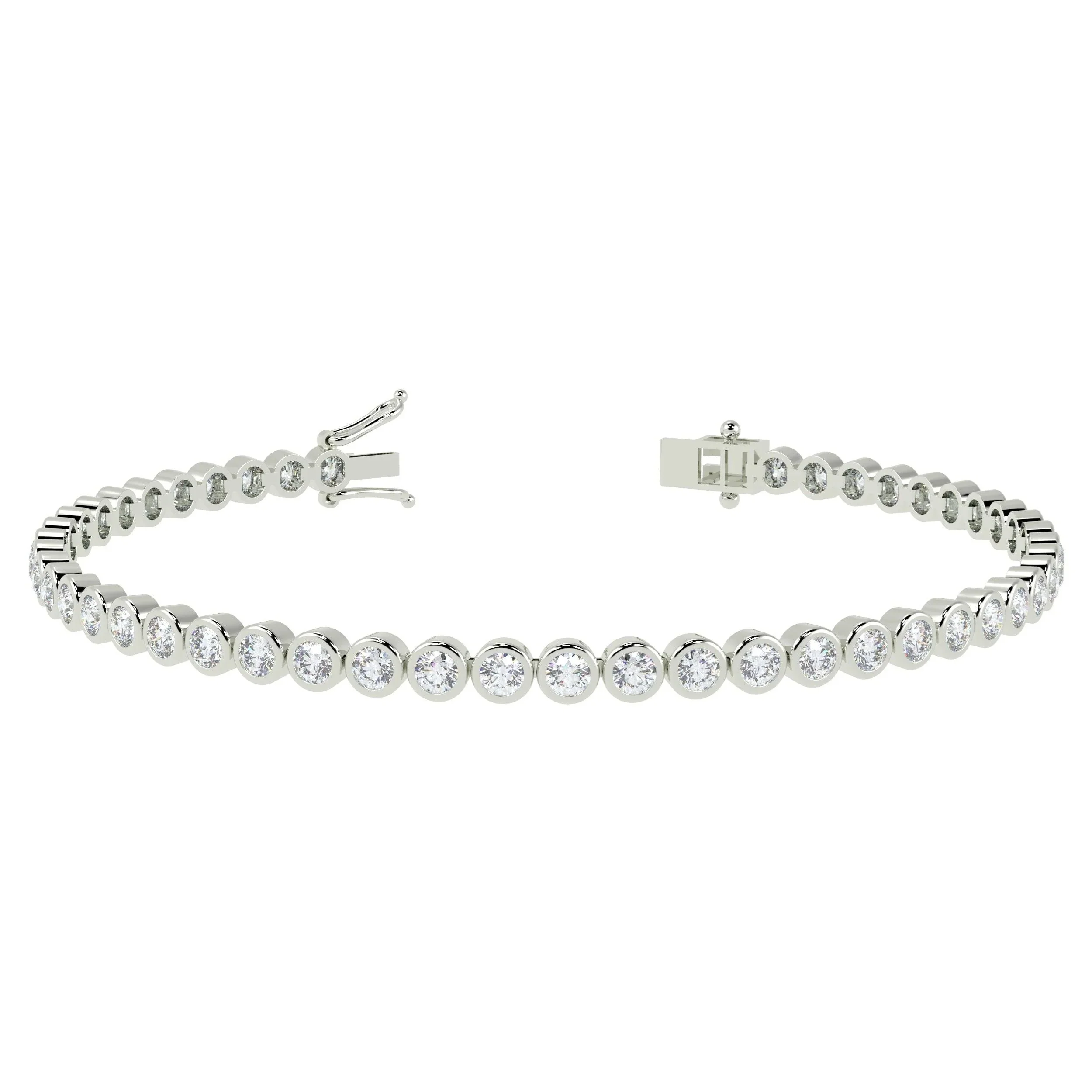 2.50Ct D/VS 100% Natural Round Diamond Bezel Set Bracelet in 18k Gold