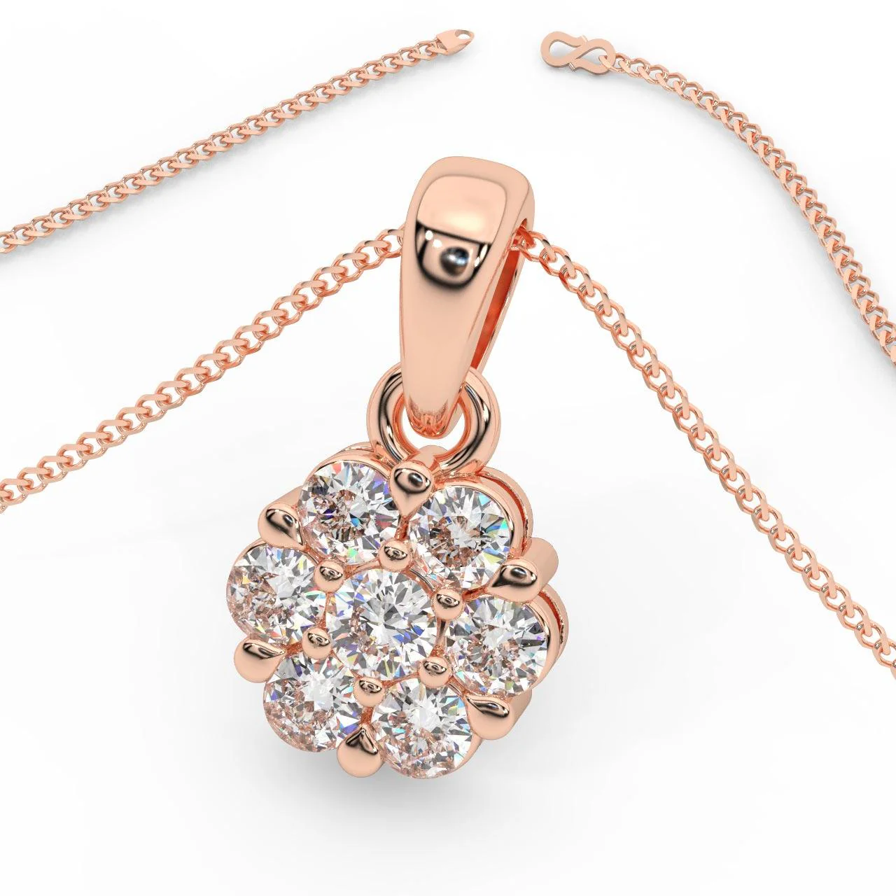 Natural Round Diamond Cluster Pendant For Women - 0.50 Carat - Image 4