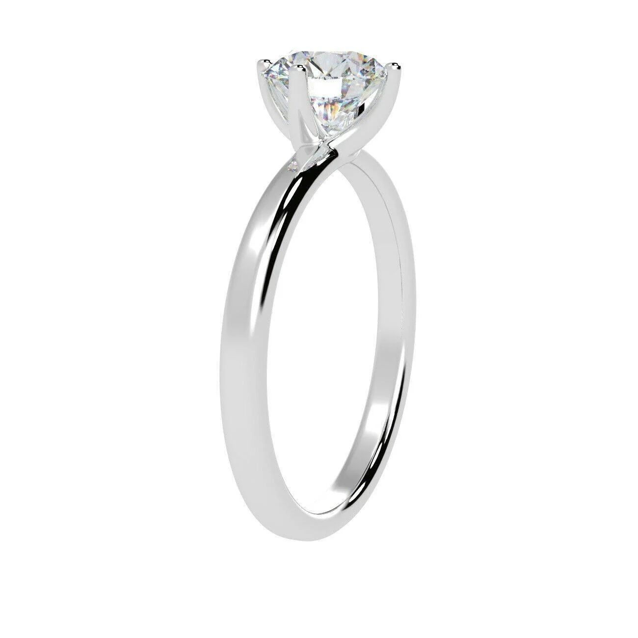 Natural Round Diamond Solitaire Engagement Ring, F/VVS 0.35 Ct Diamond In Heavy Platinum - Image 3