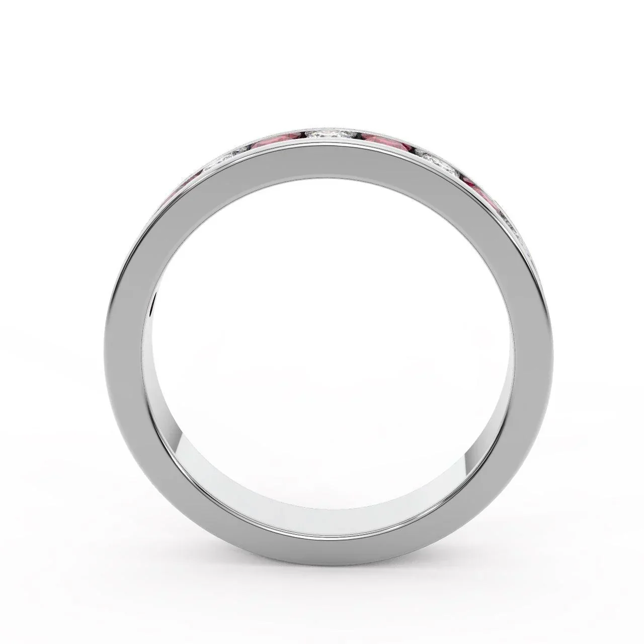 Natural Ruby and Diamond Half Eternity Ring Heavy White Gold 1.50Ct - Image 5