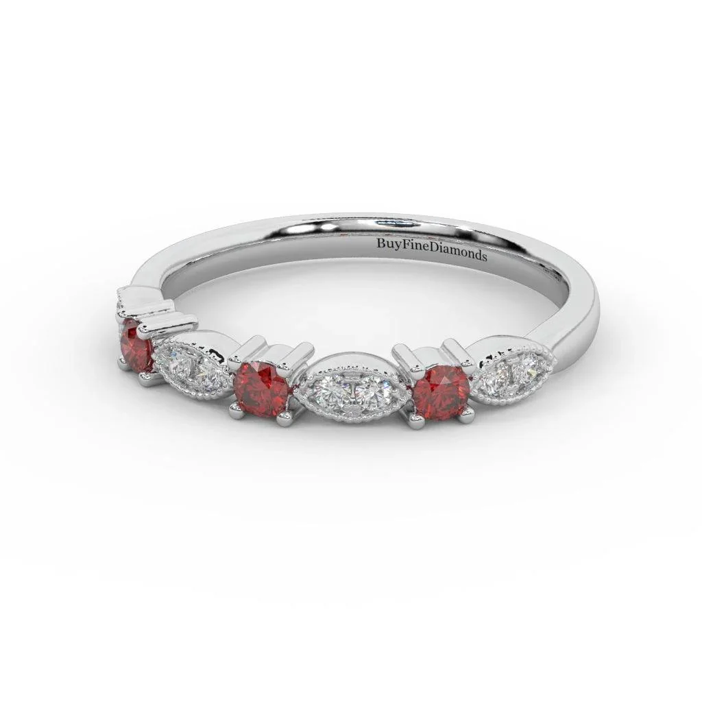 Natural Ruby & Diamond Women's Wedding Band - Image 2