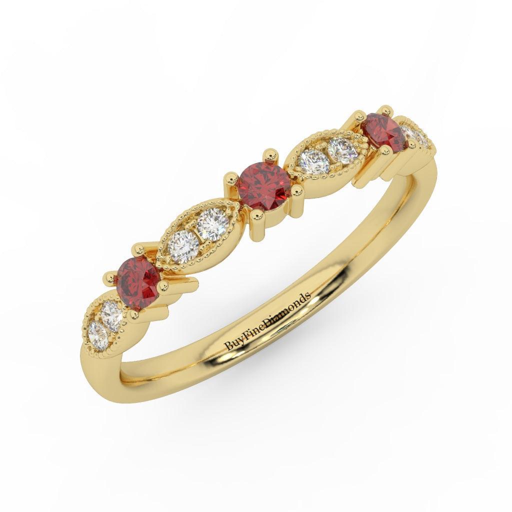 Natural Ruby & Diamond Women's Wedding Band - Image 3