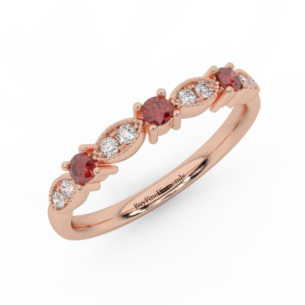 Natural Ruby & Diamond Women's Wedding Band - Image 4