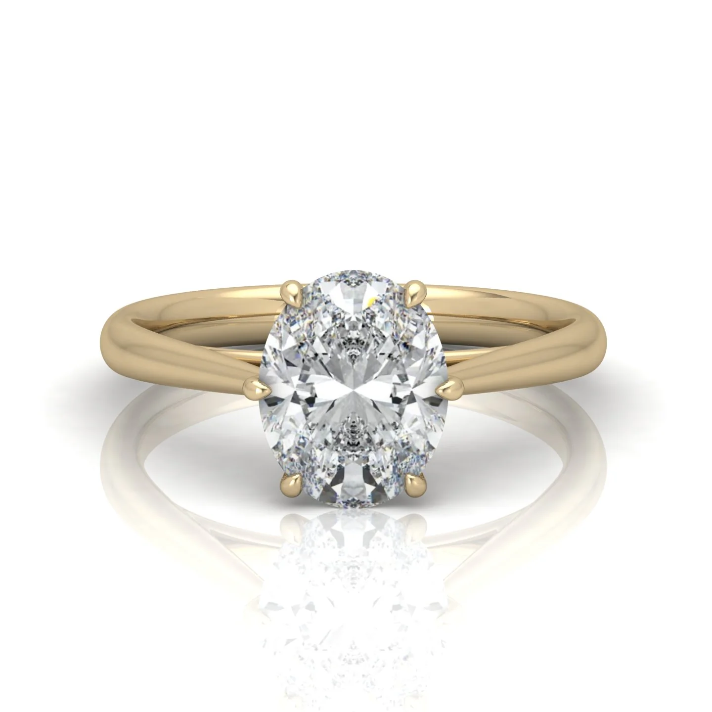 Oval Diamond Cathedral Solitaire Ring