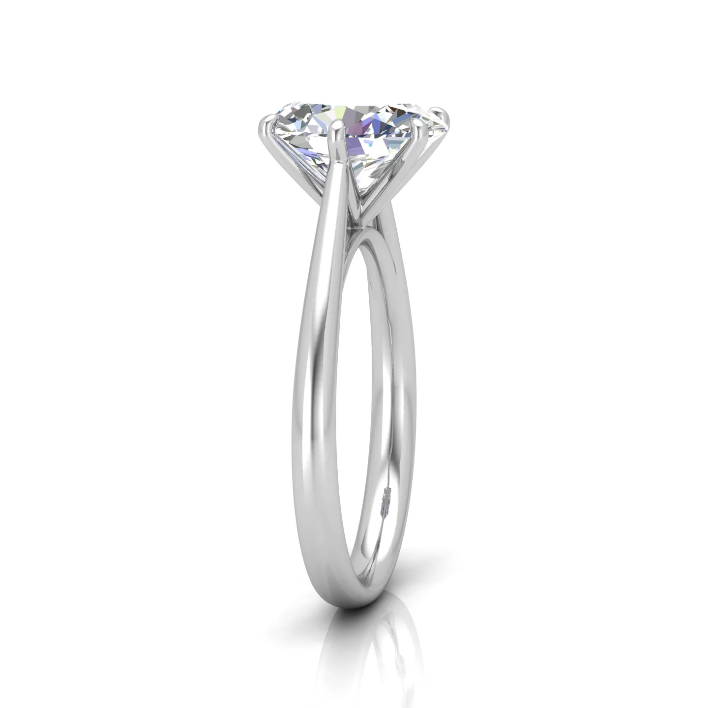 Oval Diamond Cathedral Solitaire Ring - Image 3