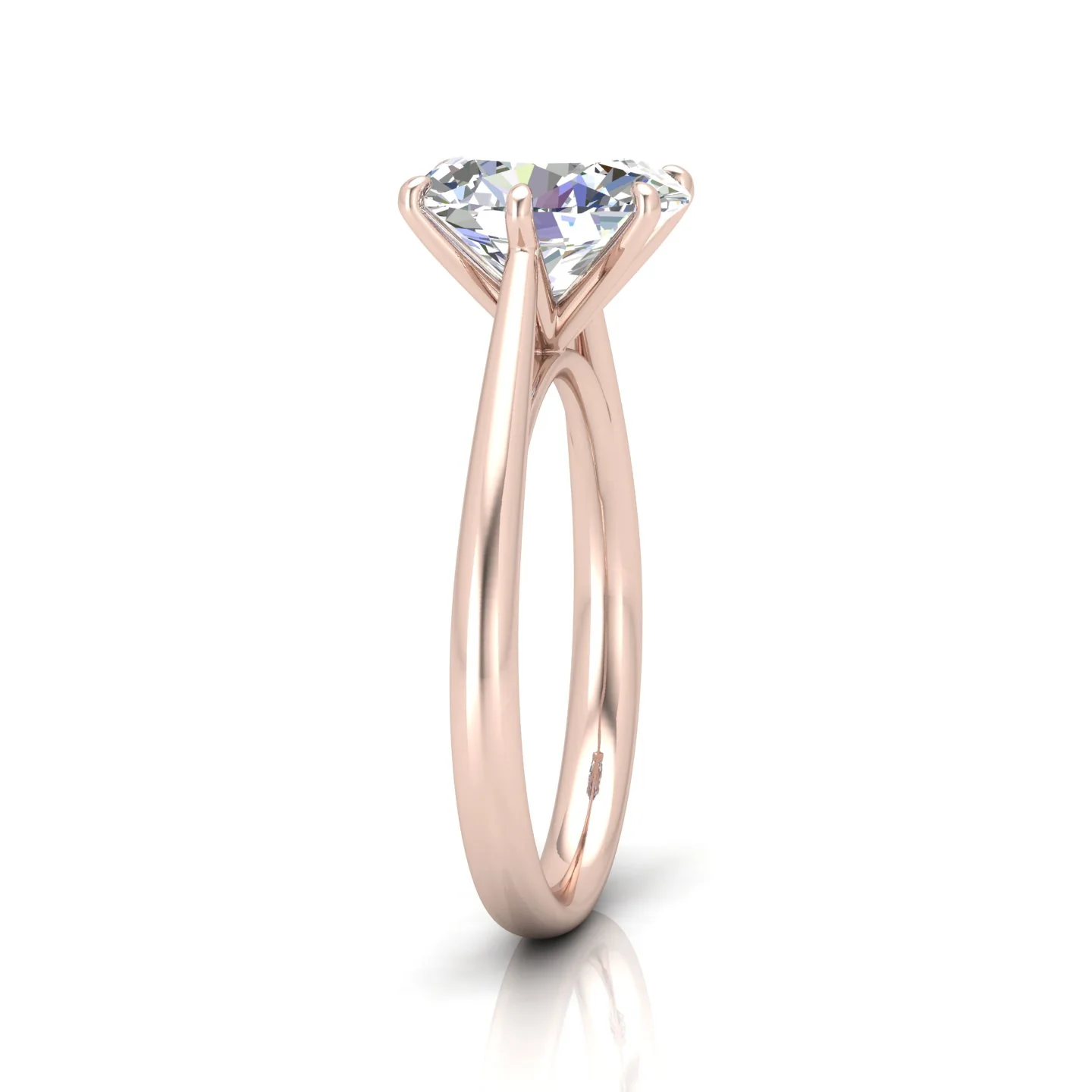 Oval Diamond Cathedral Solitaire Ring - Image 4