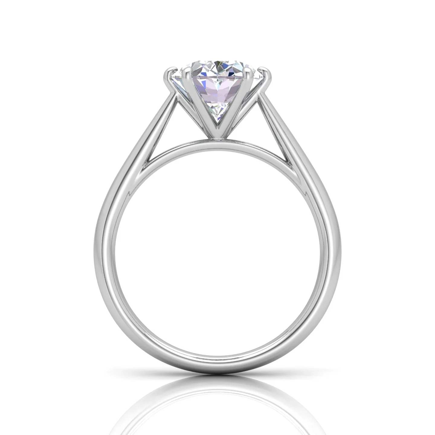 Oval Diamond Cathedral Solitaire Ring - Image 8