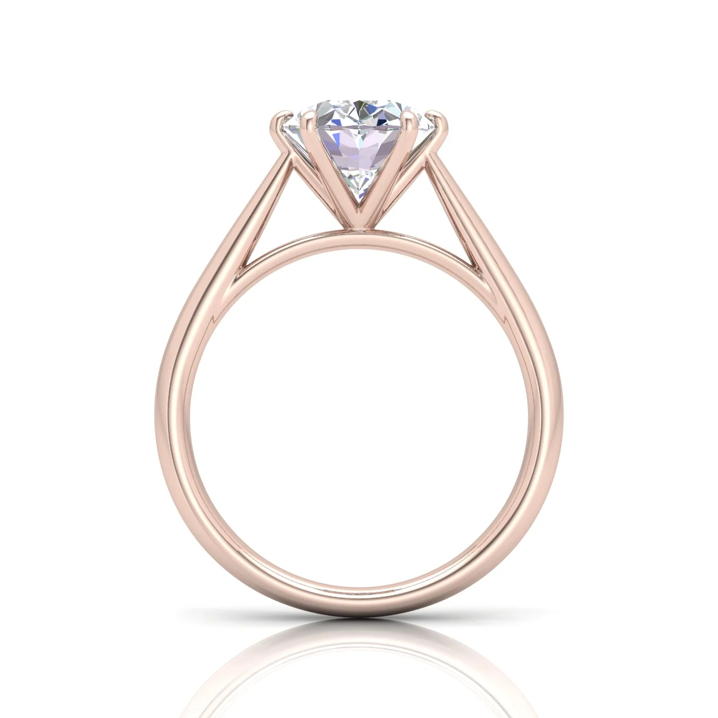 Oval Diamond Cathedral Solitaire Ring - Image 9