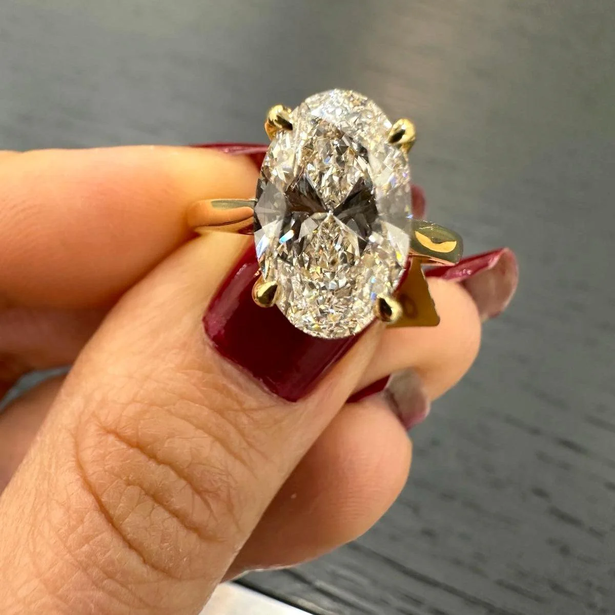 6.00 Carat Oval Lab Diamond Solitaire Engagement Ring In 18K Yellow Gold - Image 5