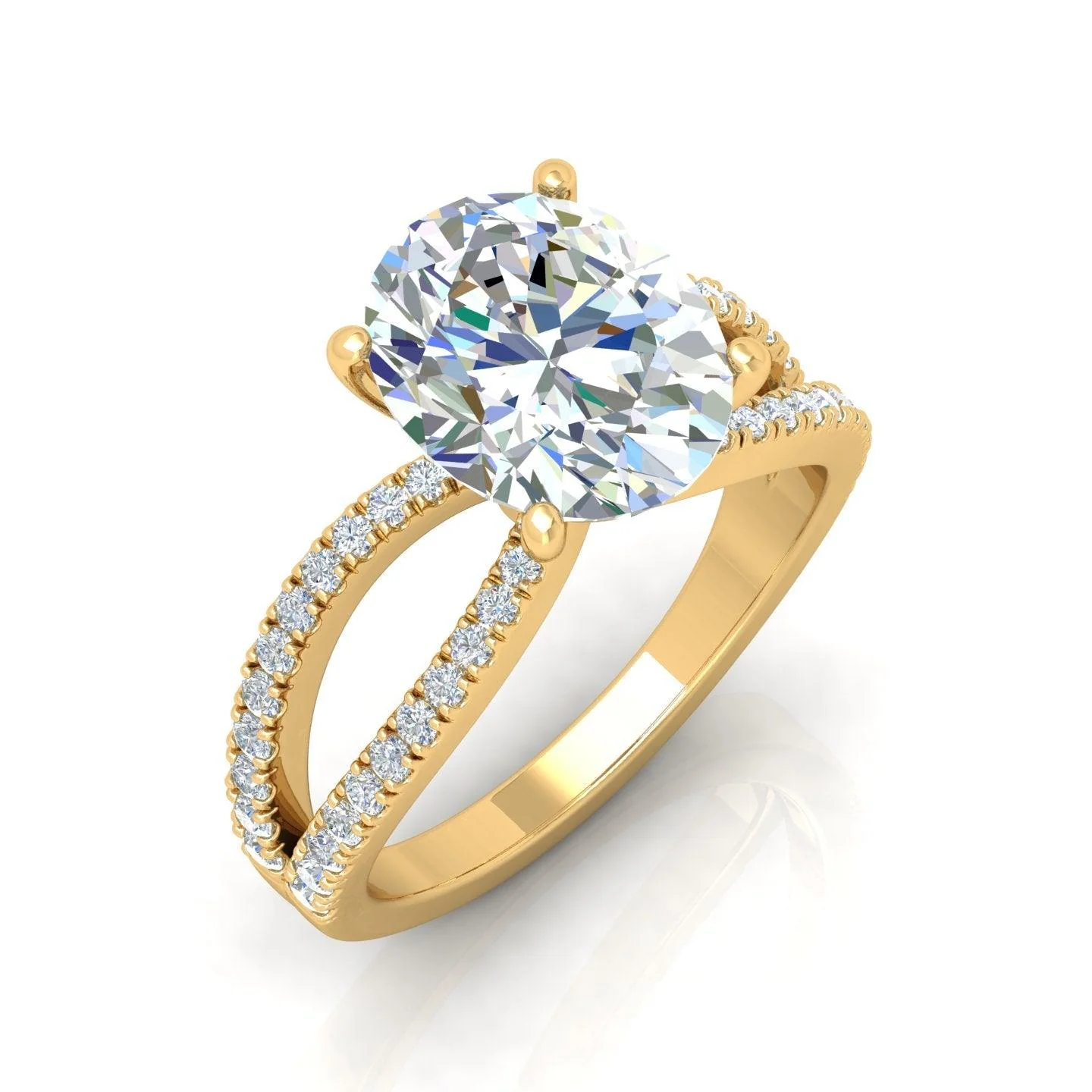 Oval Diamond Split Shank Engagement Ring in 18k Gold / Platinum 3.50Ct - Image 4