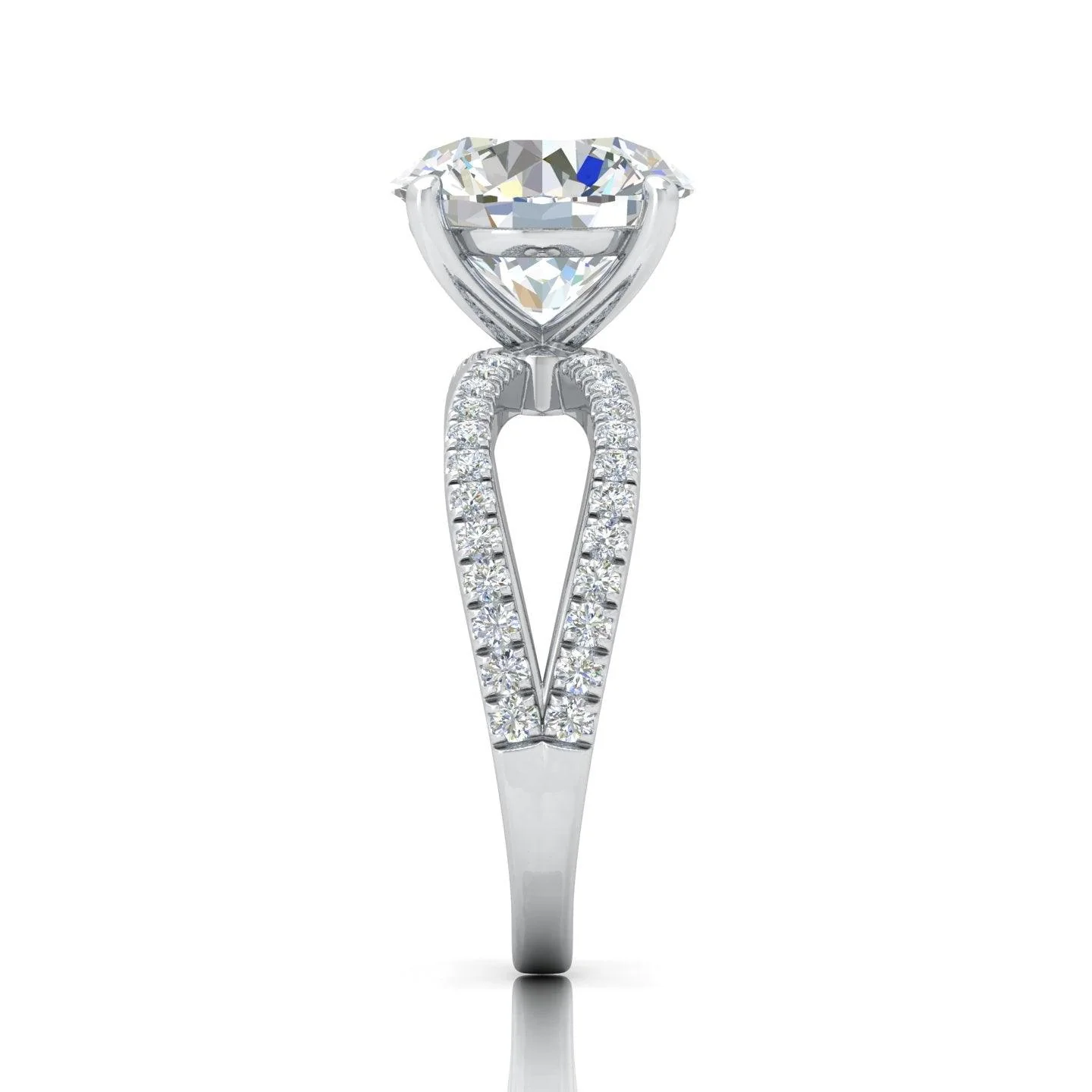 Oval Diamond Split Shank Engagement Ring in 18k Gold / Platinum 3.50Ct - Image 7