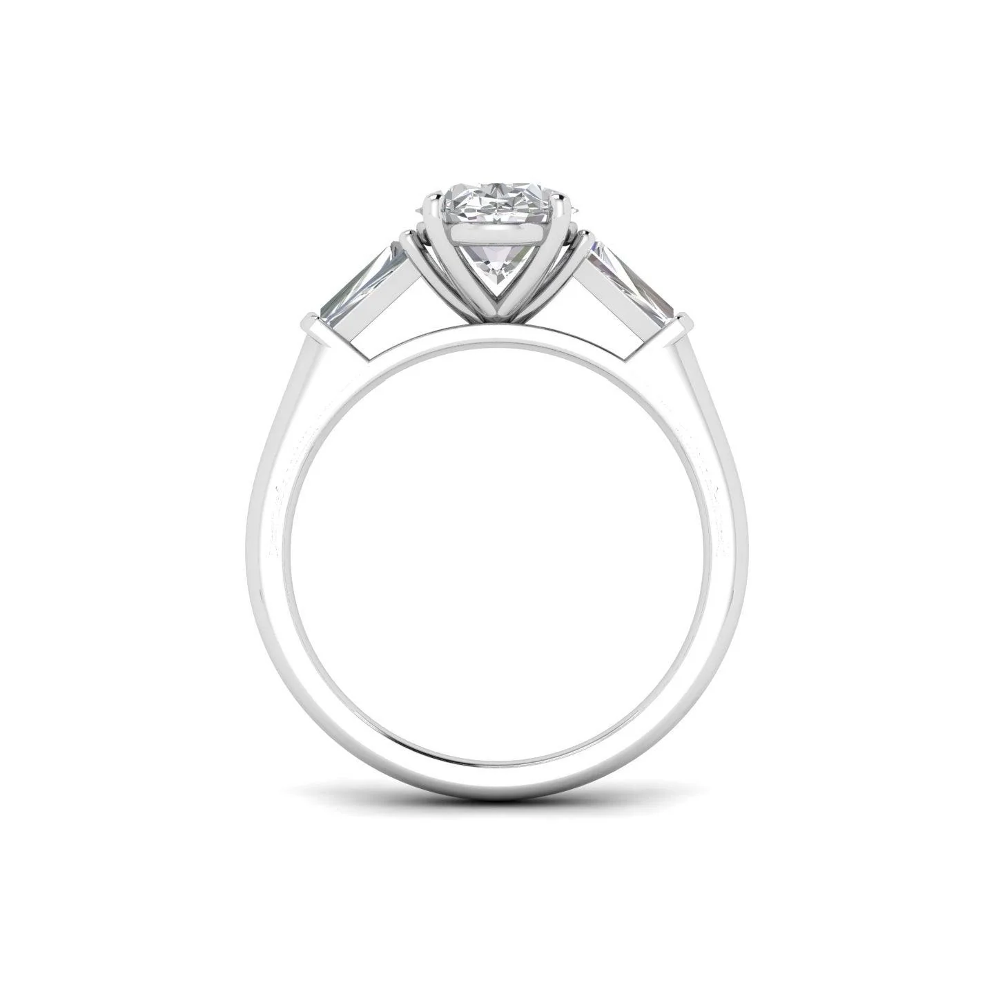 Oval & Tapper Diamond 3 Stone Engagement Ring in Platinum 2.50Ct - Image 2