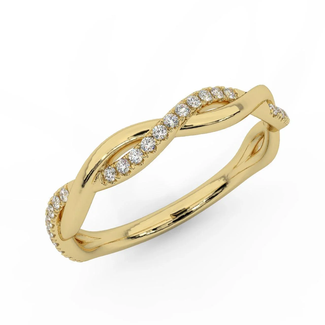 Petite Twist Lab Round Diamond stackable Half Eternity Ring - Image 3