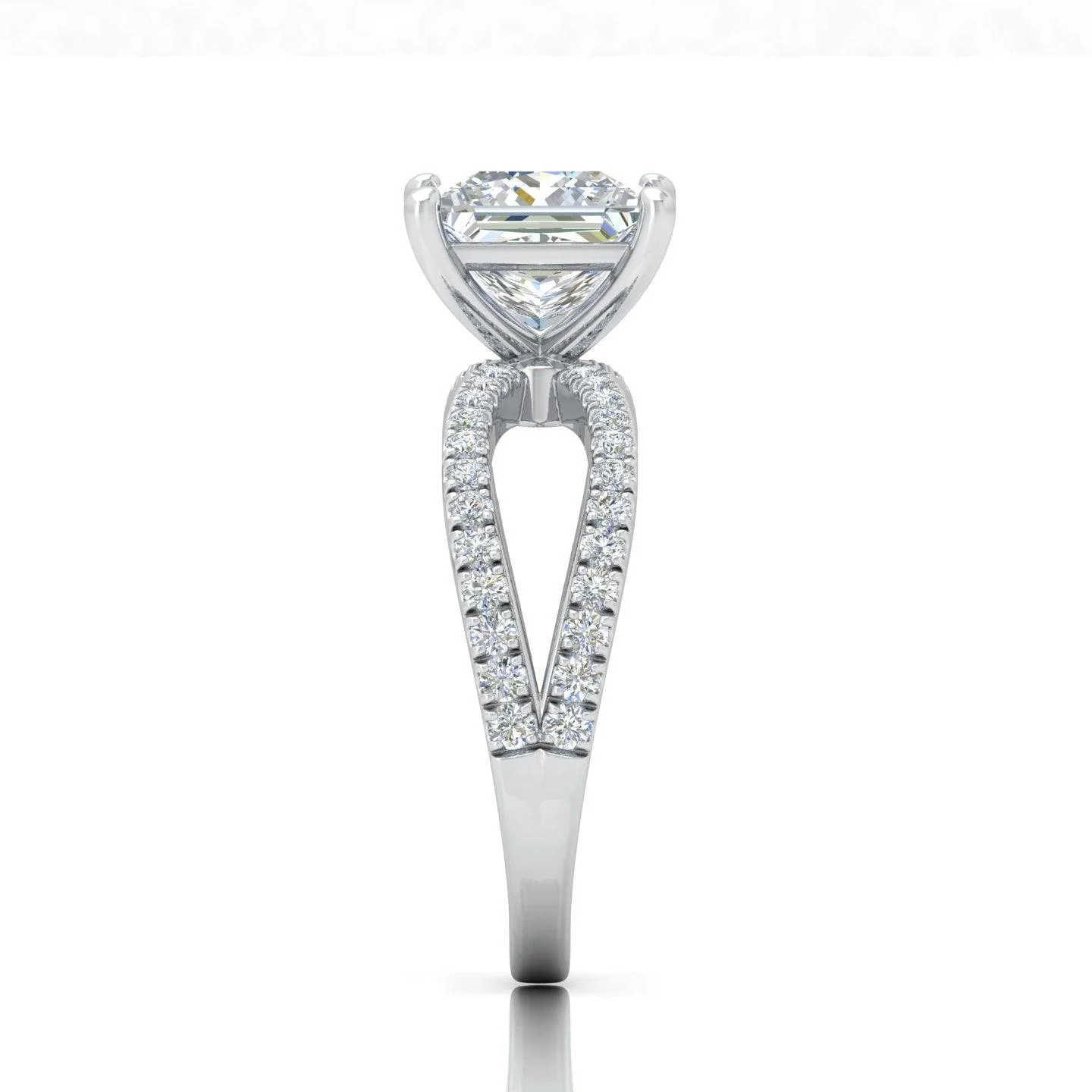 Princess Diamond Split Shank Engagement Ring in 18k Gold / Platinum 3.50Ct - Image 7