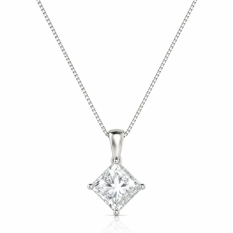 IGI Certified 2.00Ct Princess Lab Diamond Solitaire Pendant Necklace in Gold -  D/VVS - Image 2