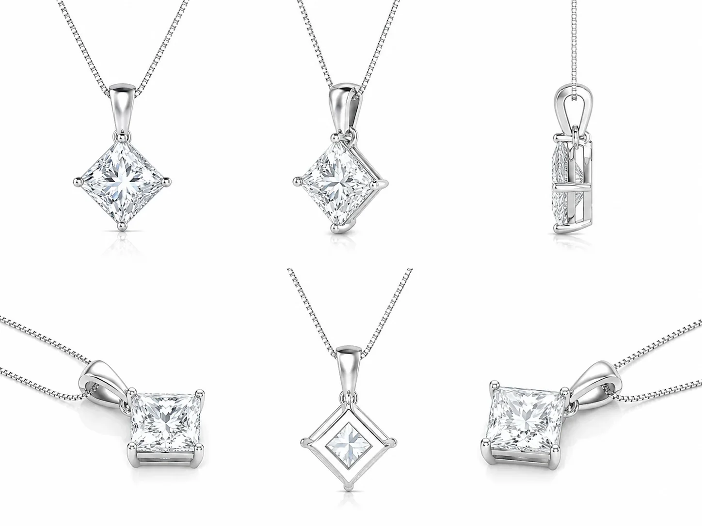 IGI Certified 2.00Ct Princess Lab Diamond Solitaire Pendant Necklace in Gold -  D/VVS - Image 3