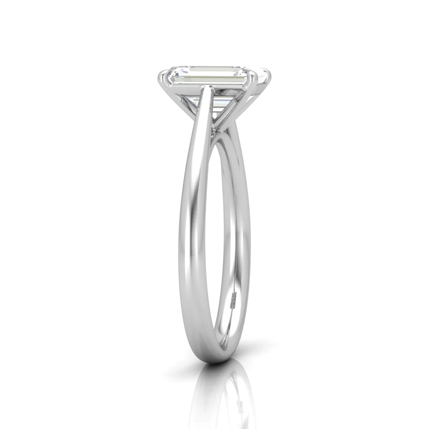 Emerald Diamond Cathedral Solitaire Ring - Image 3