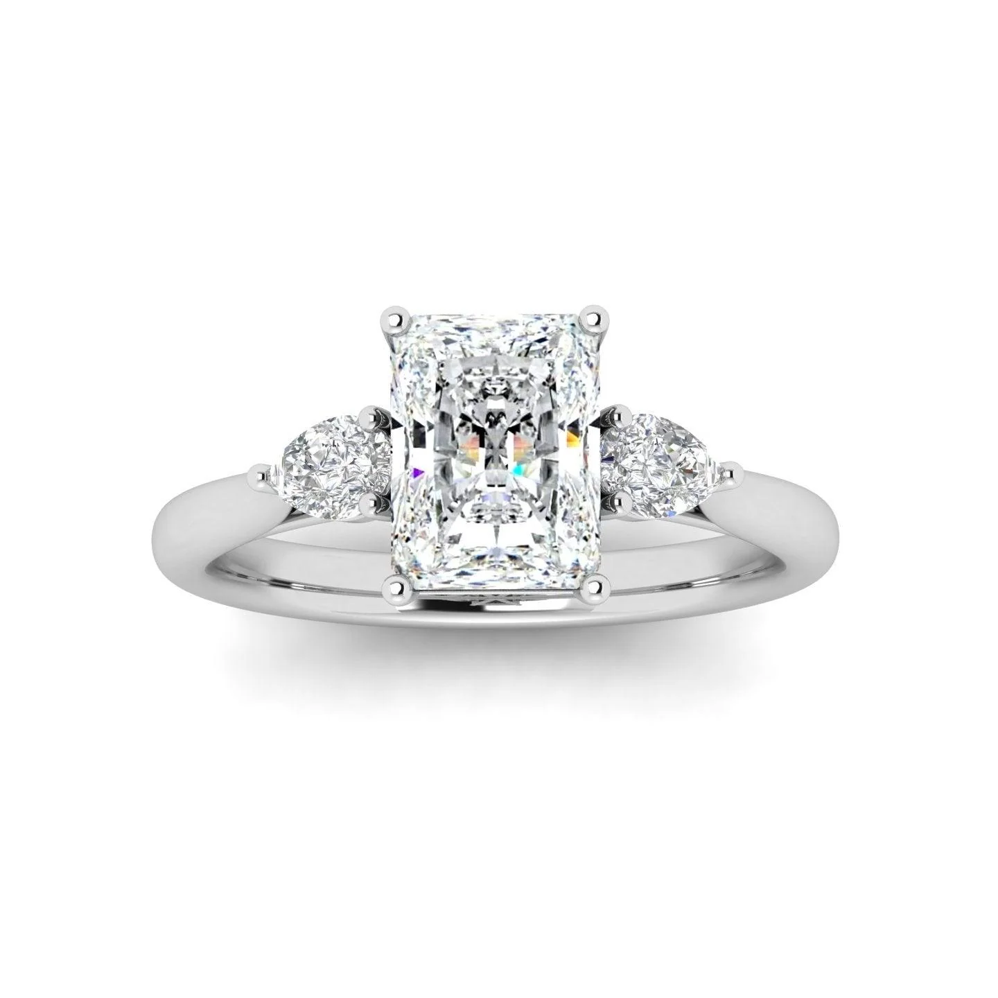 Radiant & Pear Diamond 3 Stone Engagement Ring in Platinum 2.00Ct - Image 11