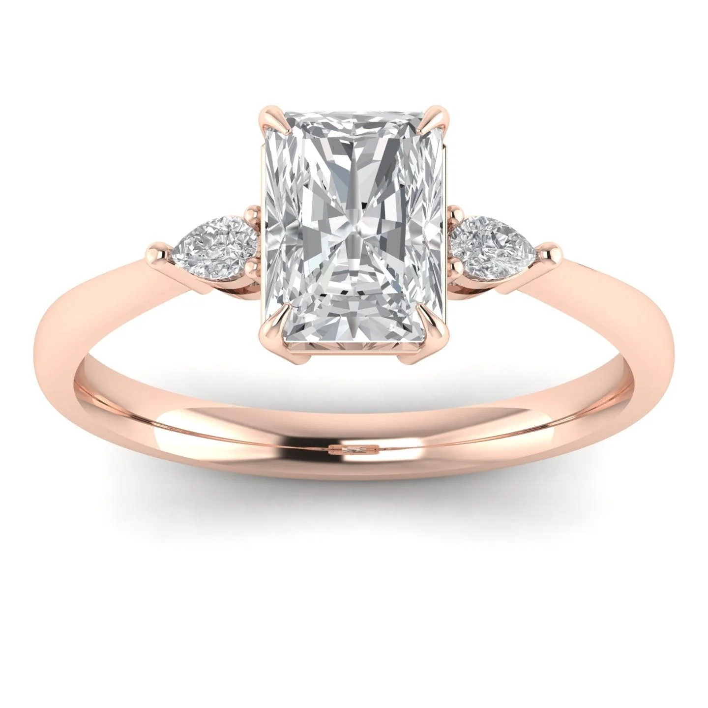 Radiant & Pear Diamond 3 Stone Engagement Ring in Platinum 2.00Ct - Image 6