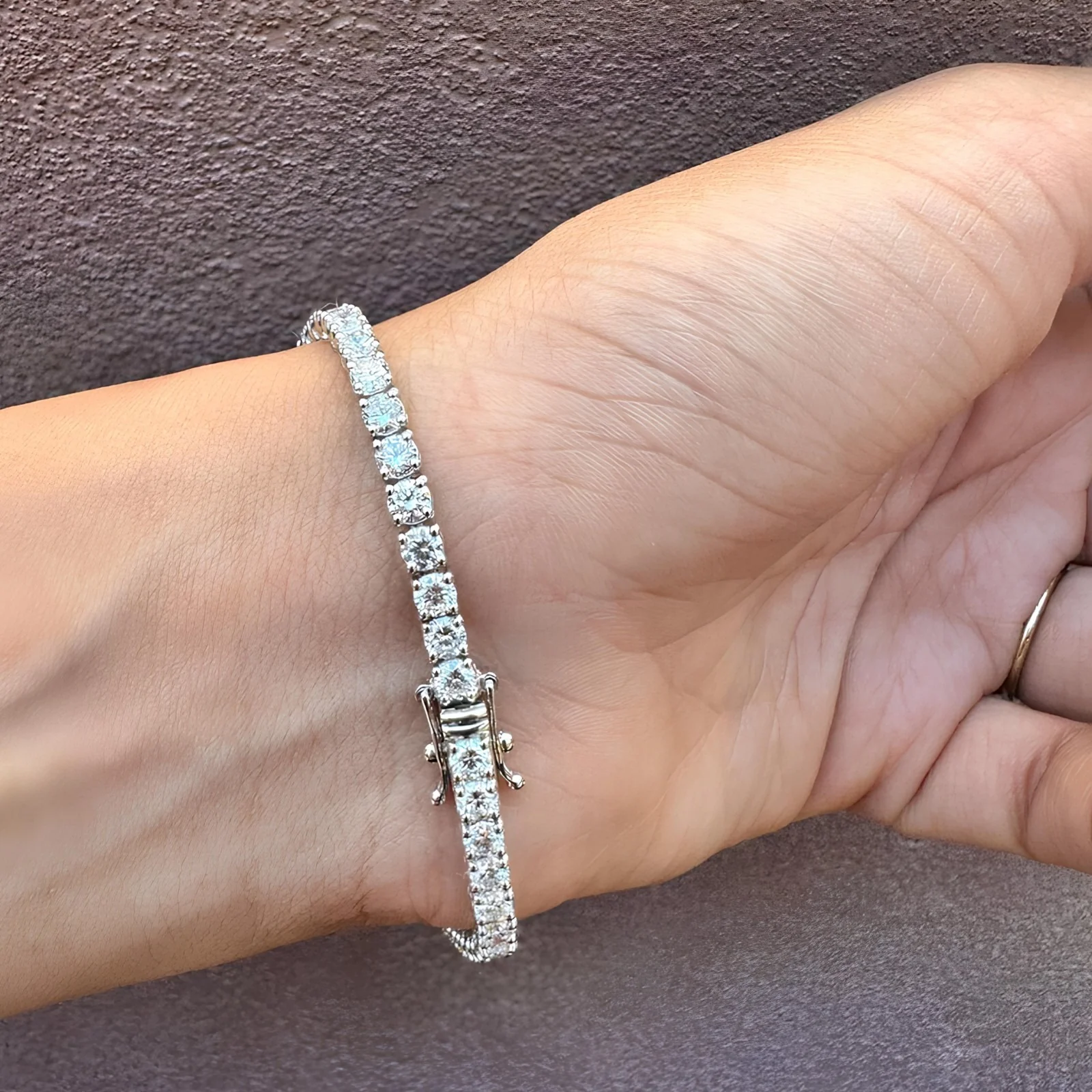 Ready To Ship 8.50Ct Lab Grown Diamond Tennis Bracelet Rose Gold UK Hallmarked - Image 3