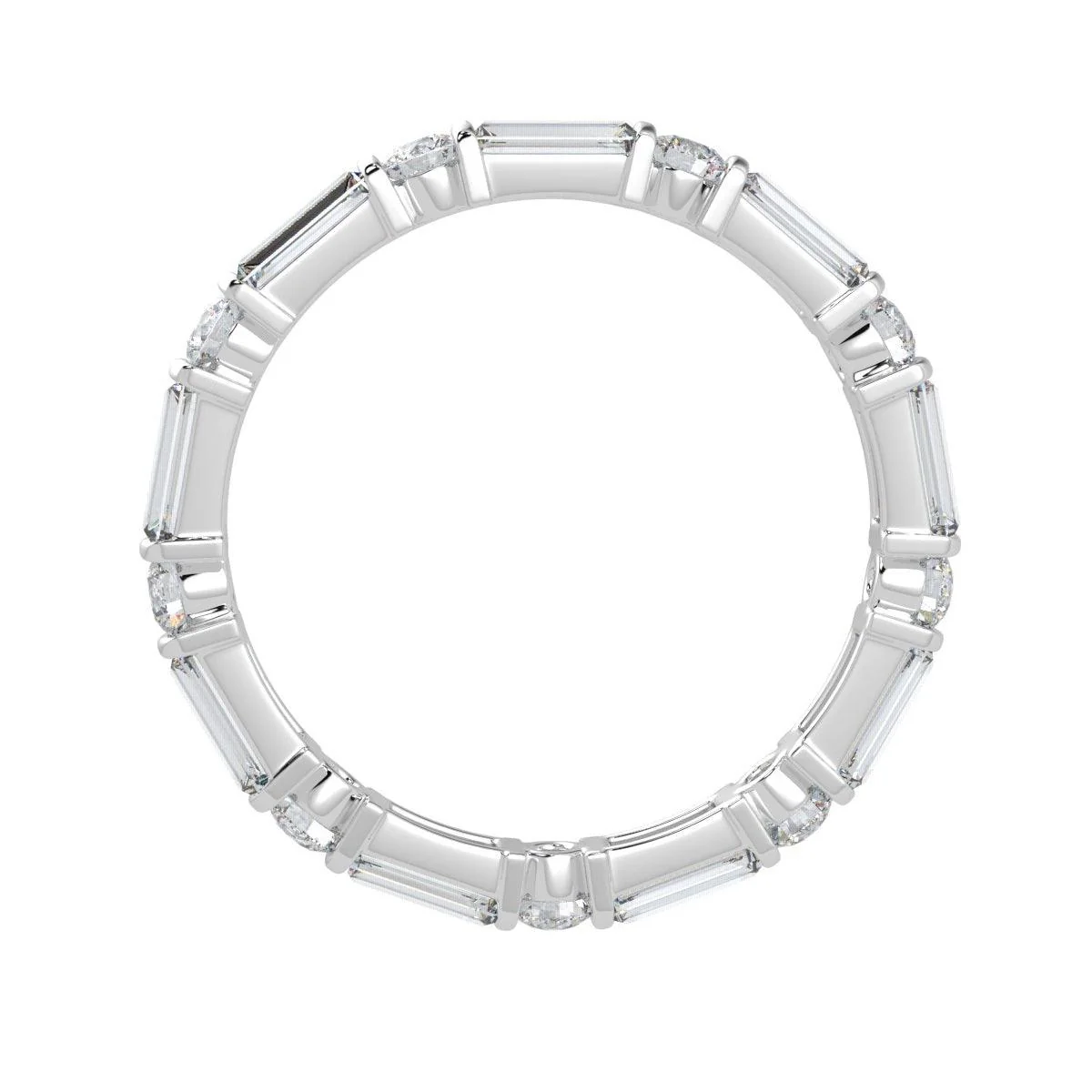 Round and Baguette Diamond Bar set Full Eternity Ring in Platinum/18K Gold 1.50 - 2.50 CT F/VS - Image 4