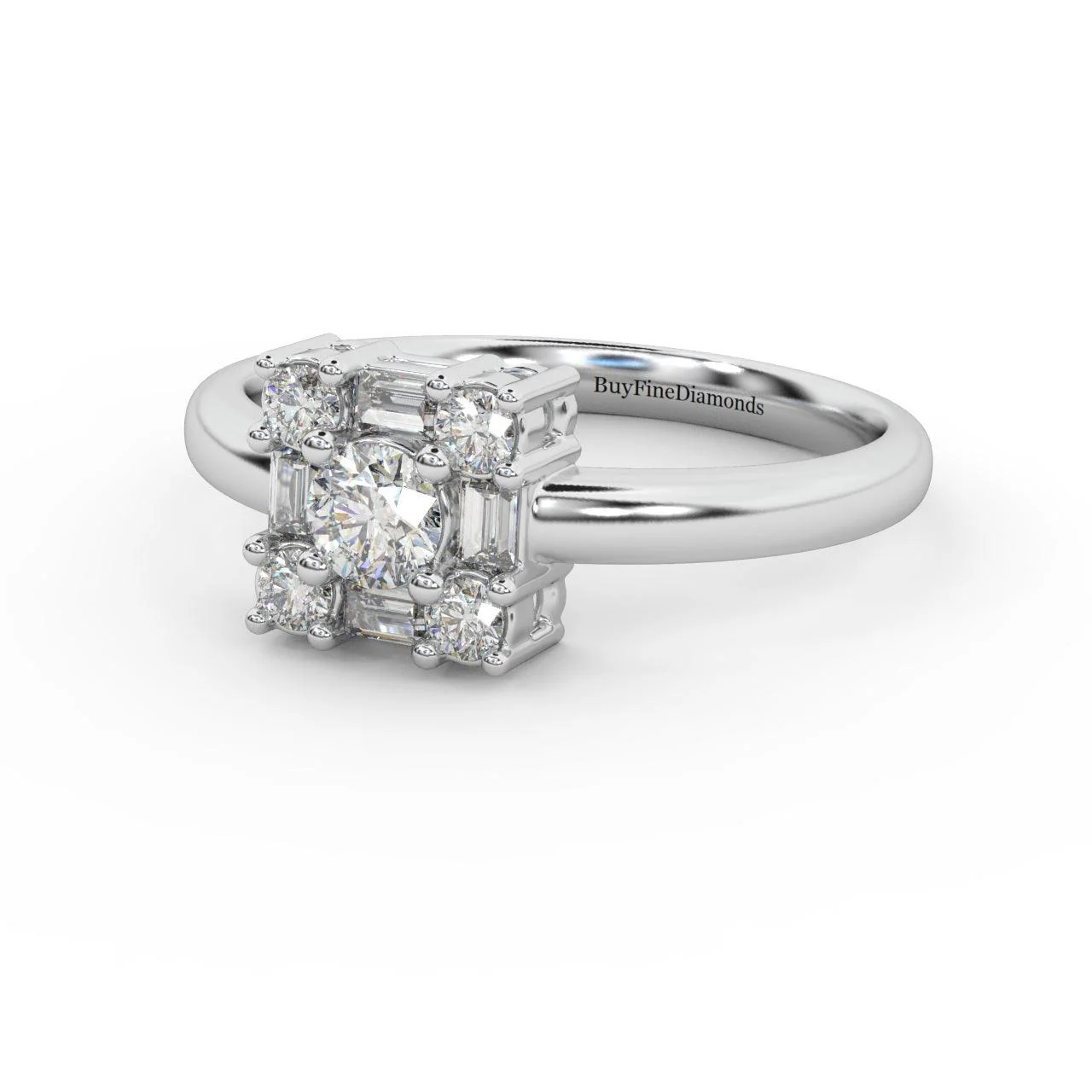 Round & Baguette Diamond Designer Women's Ring - 0.55 Carat - Image 2
