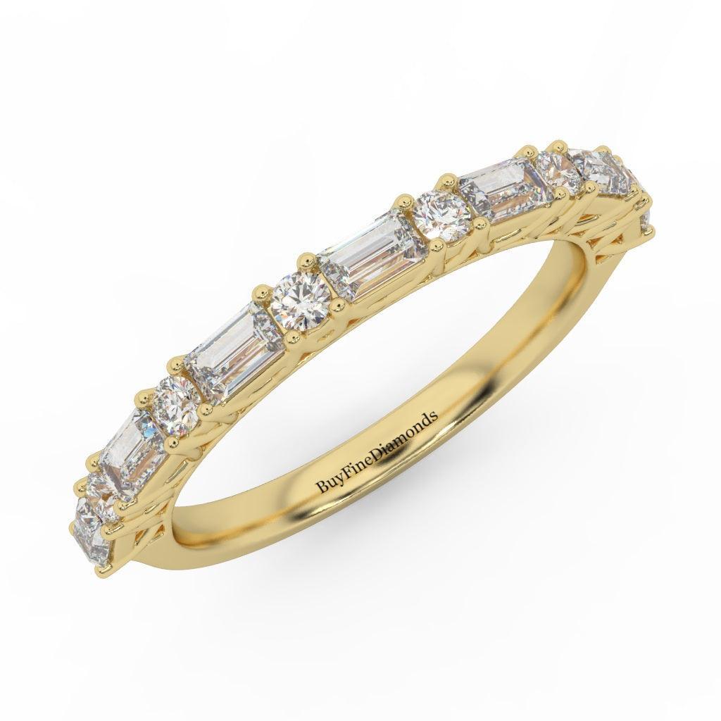 Round & Baguette Diamond Half Eternity Ring Women Wedding Ring - 0.85 Carat - Image 3