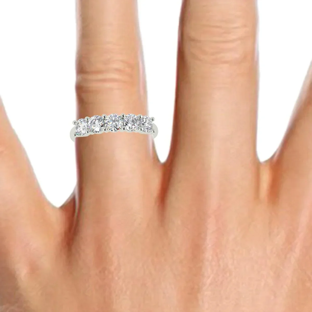 Round Diamond 5 Stone Anniversary Ring 1.00Ct D/VVS - Image 6