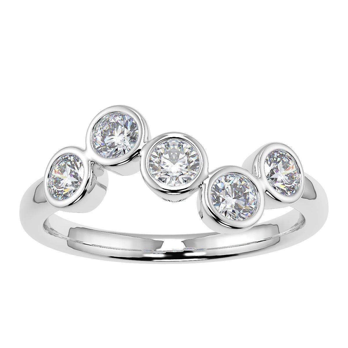 5 Round Diamond Bubble Eternity Ring, UK Hallmarked Gold / Platinum 0.50Ct D/VVS - Image 4