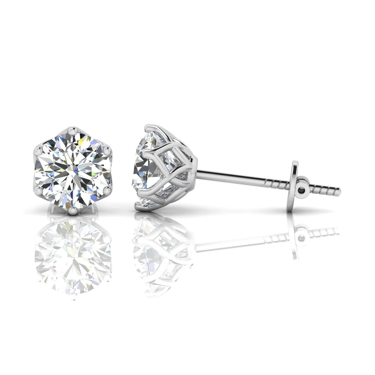 Certified D/VS 2.00Ct Round Diamond Designer Stud Earrings in 18k Gold / Platinum - Image 2