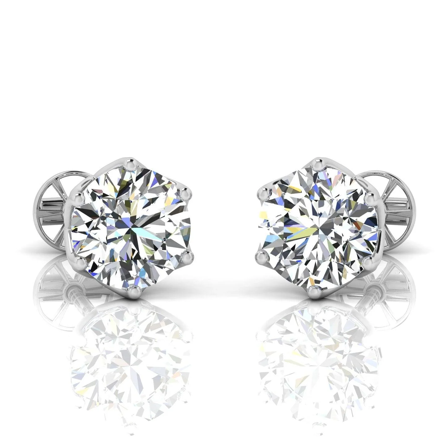 Certified D/VS 2.00Ct Round Diamond Designer Stud Earrings in 18k Gold / Platinum - Image 6