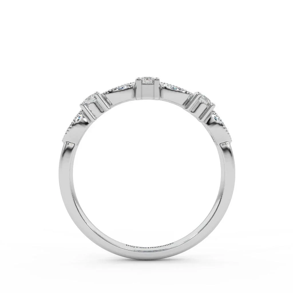 Round Diamond Engagement Wedding Band - Image 6