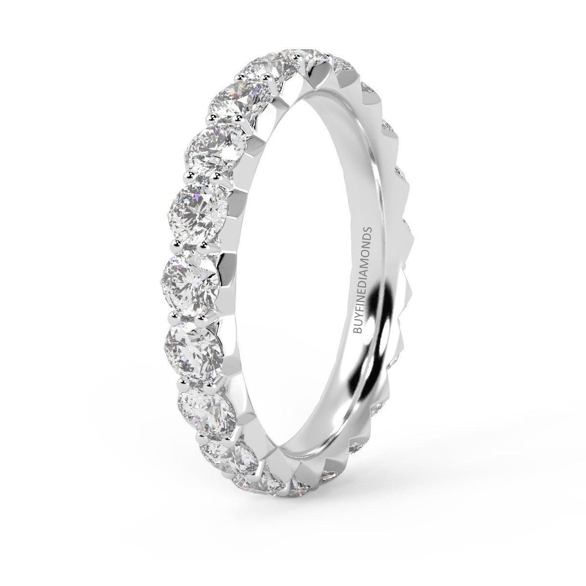 Round Lab Diamond French Pave Full Eternity Ring for Women's - 1.00Ct - 3.00Ct - D/VS