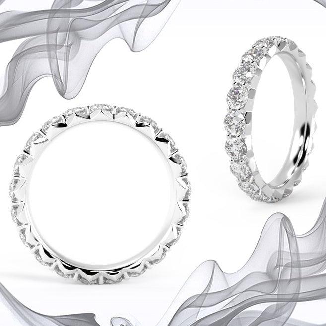 Round Lab Diamond French Pave Full Eternity Ring for Women's - 1.00Ct - 3.00Ct - D/VS - Image 5
