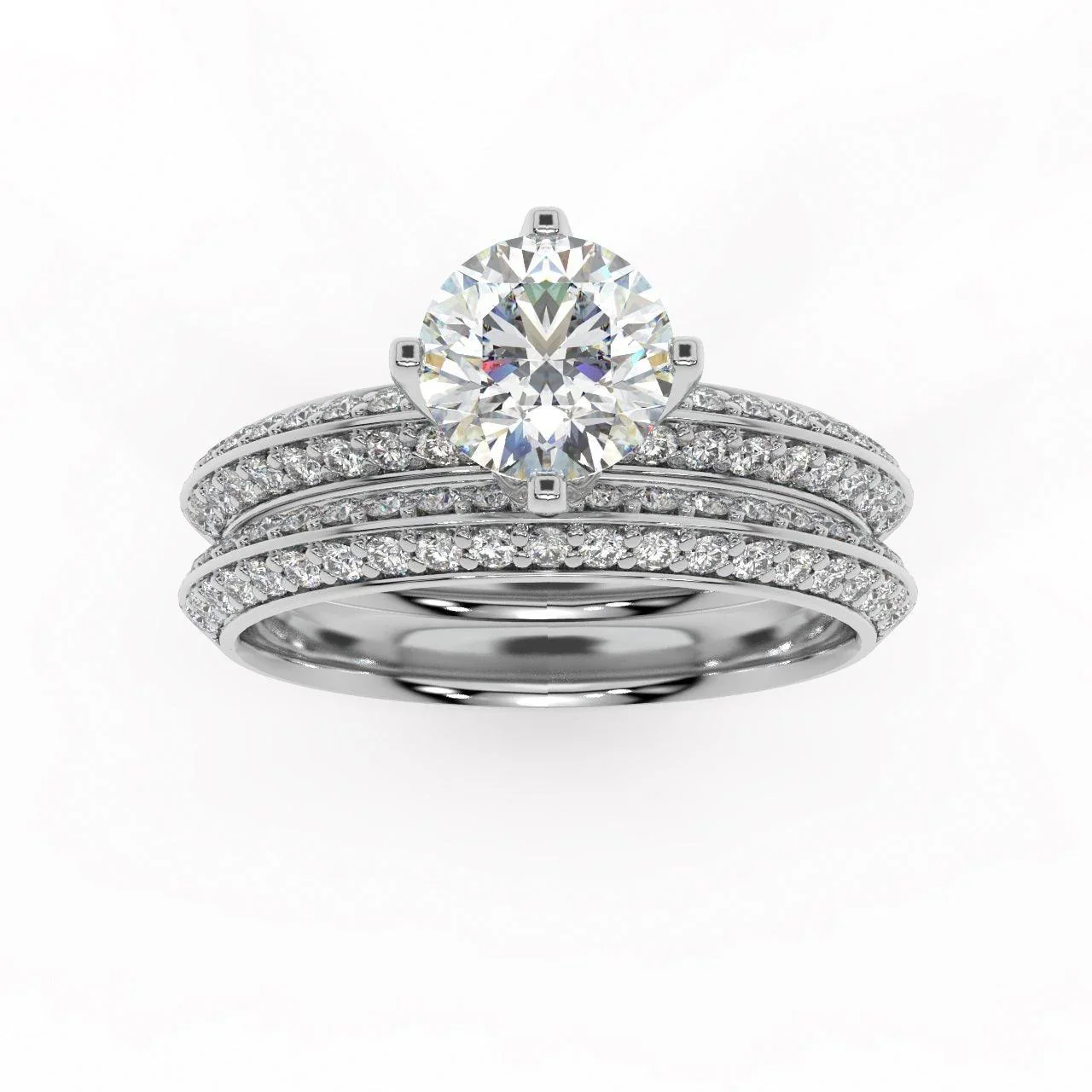Round Diamond Knife Edge Bridal Set Engagement Ring - Image 3