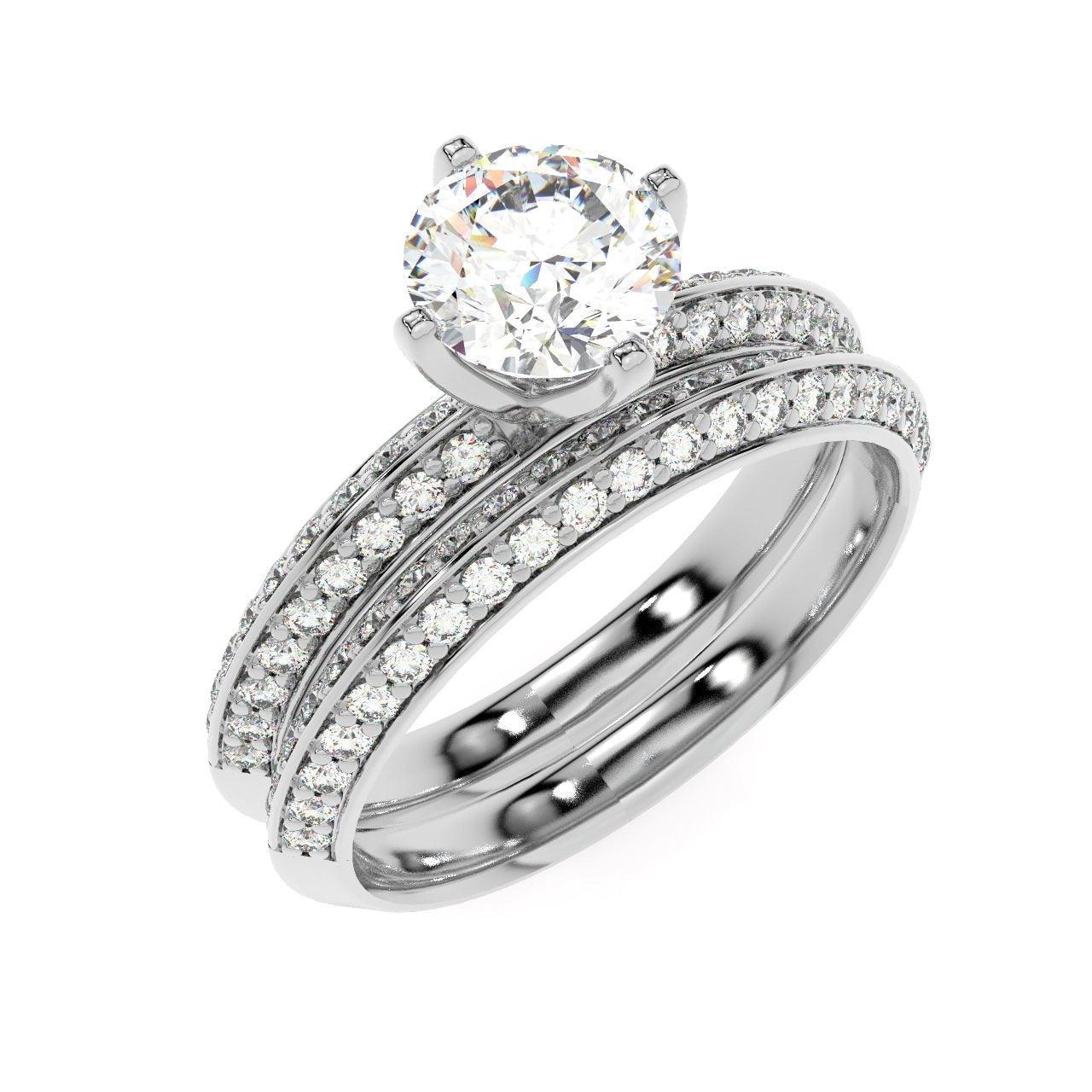 Round Diamond Knife Edge Bridal Set Engagement Ring - Image 6