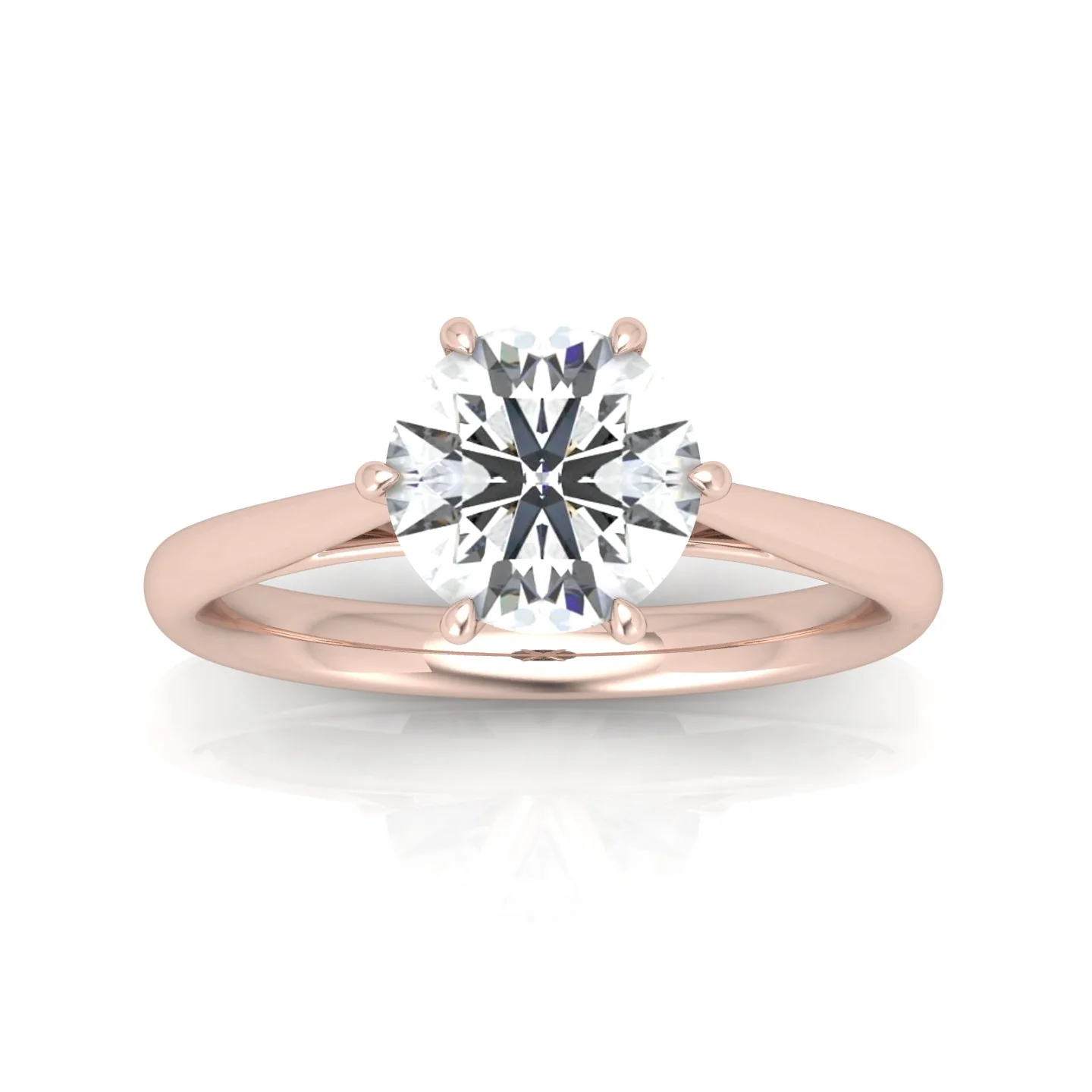 Round Diamond Six Prong Cathedral Solitaire Ring - Image 11