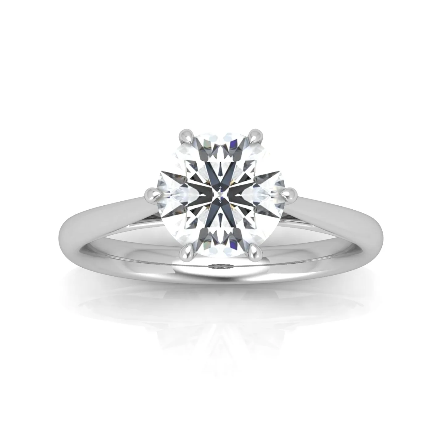 Round Diamond Six Prong Cathedral Solitaire Ring - Image 12