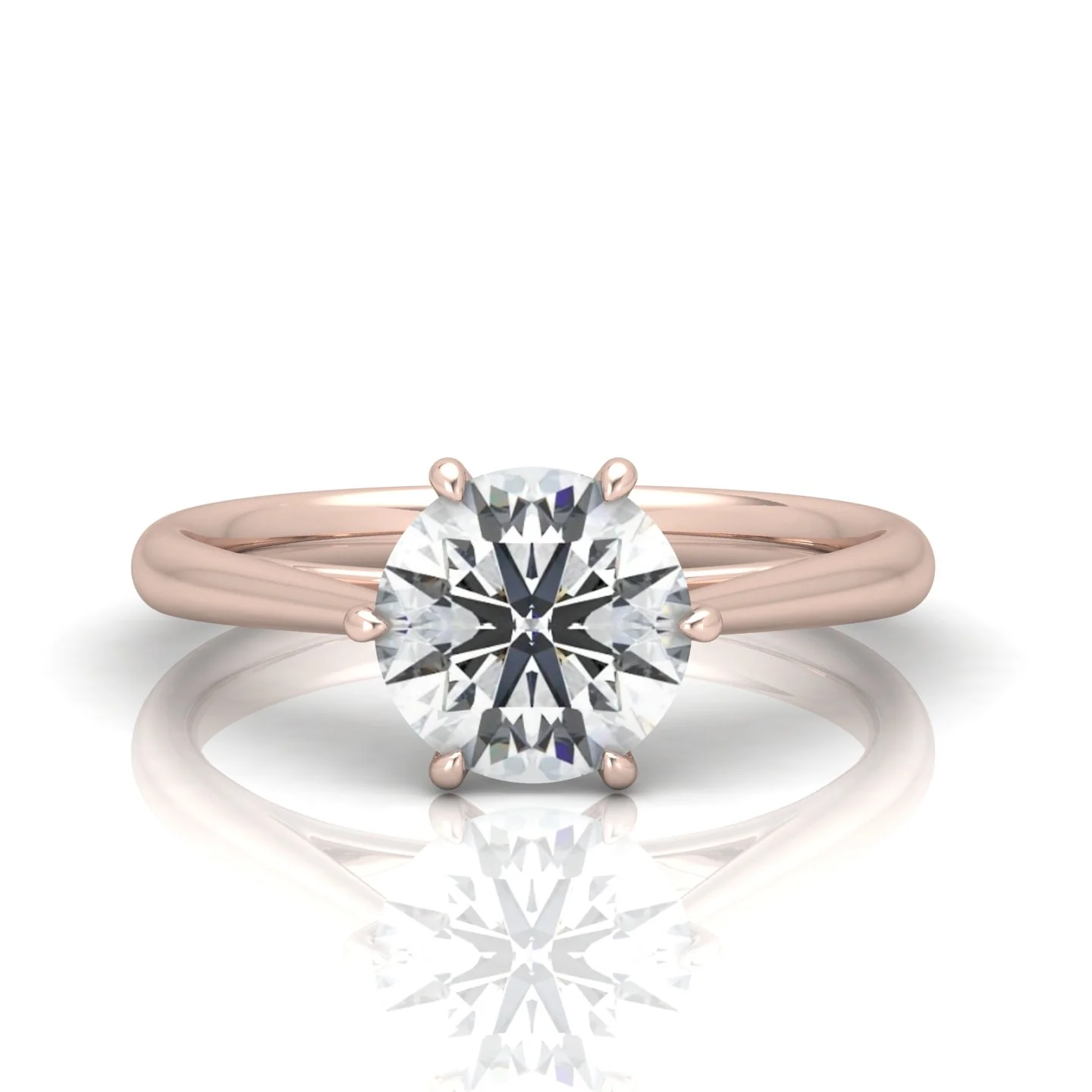 Round Diamond Six Prong Cathedral Solitaire Ring - Image 13