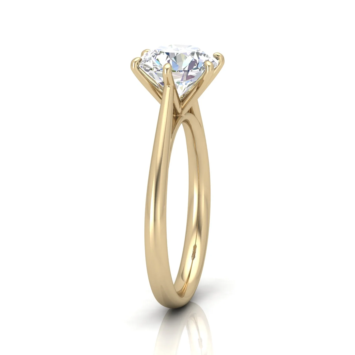 Round Diamond Six Prong Cathedral Solitaire Ring - Image 2
