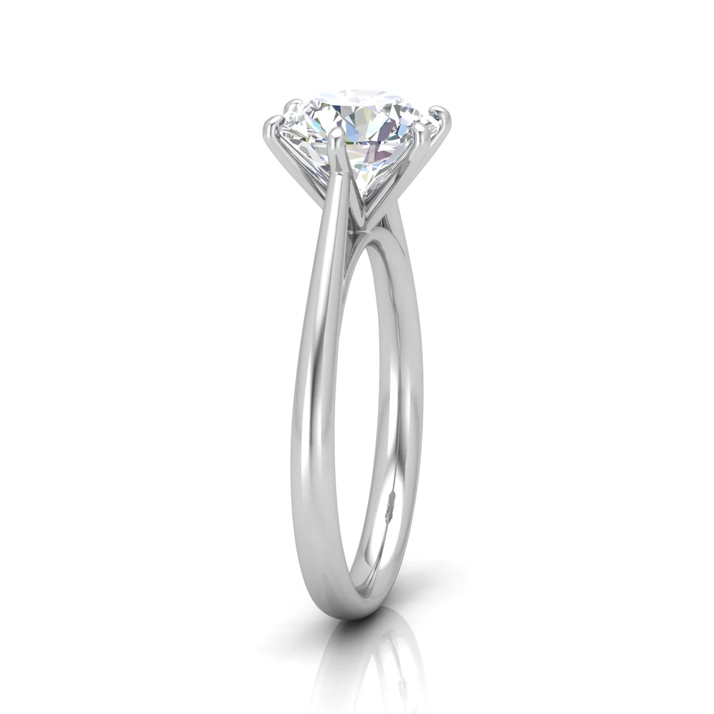 Round Diamond Six Prong Cathedral Solitaire Ring - Image 3
