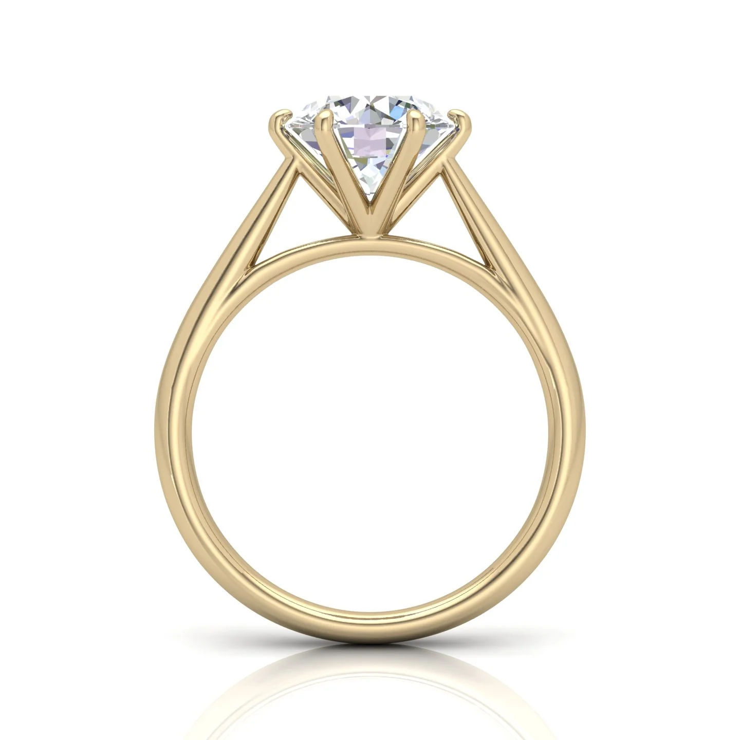 Round Diamond Six Prong Cathedral Solitaire Ring - Image 7