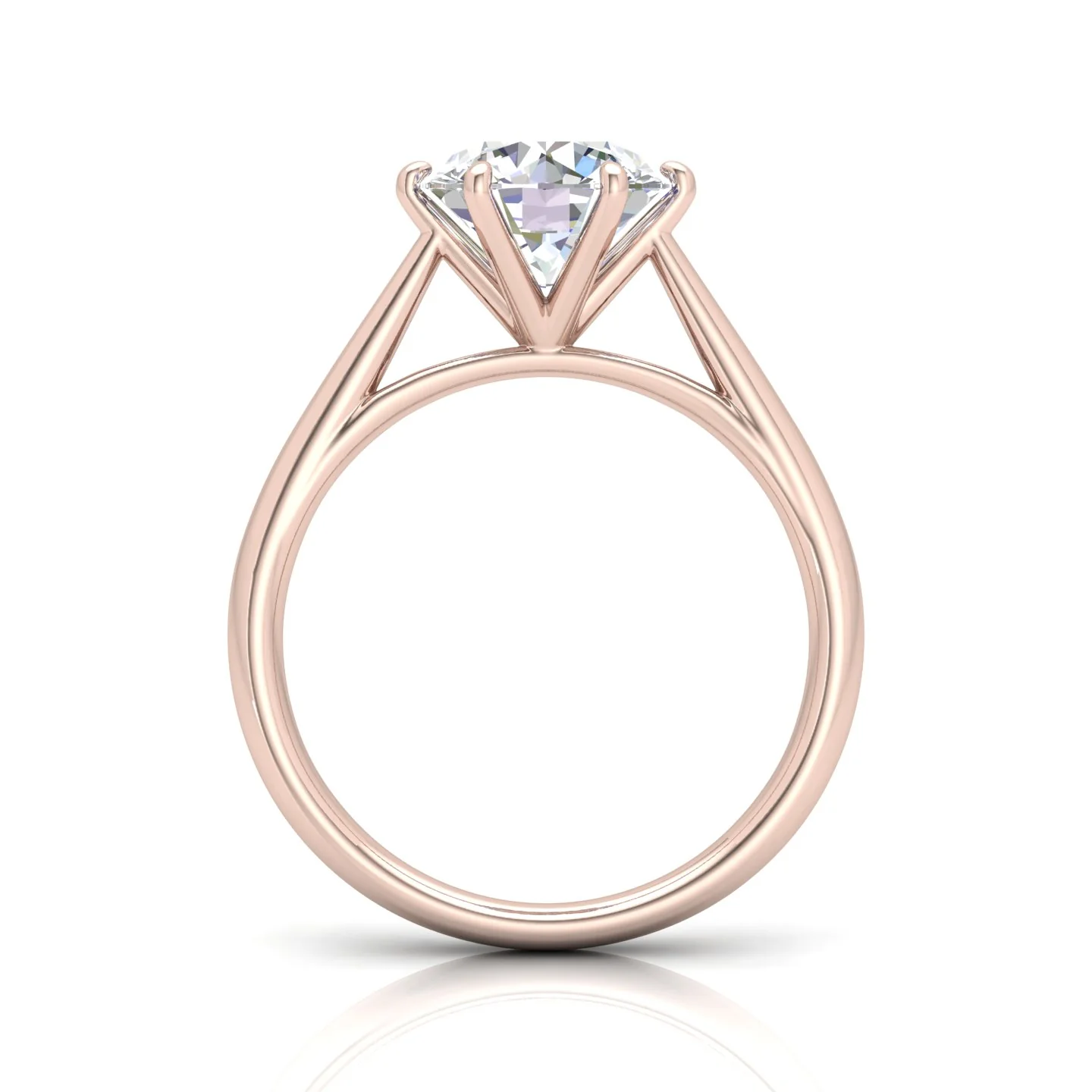 Round Diamond Six Prong Cathedral Solitaire Ring - Image 9