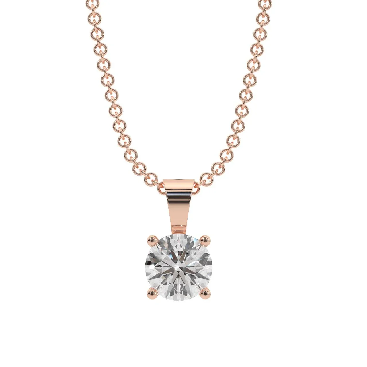 Round Diamond Solitaire Pendant Necklace for Women - (0.40ct-0.60ct) - Image 3