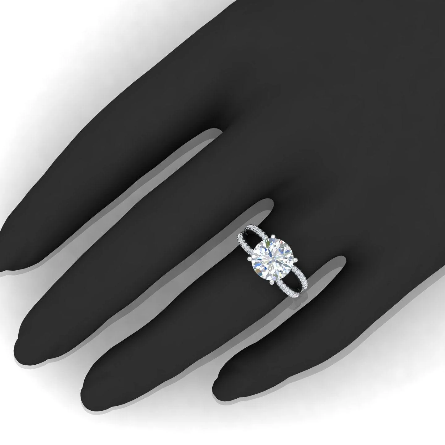 Round Diamond Split Shank Engagement Ring in 18k Gold / Platinum 3.50Ct - Image 2
