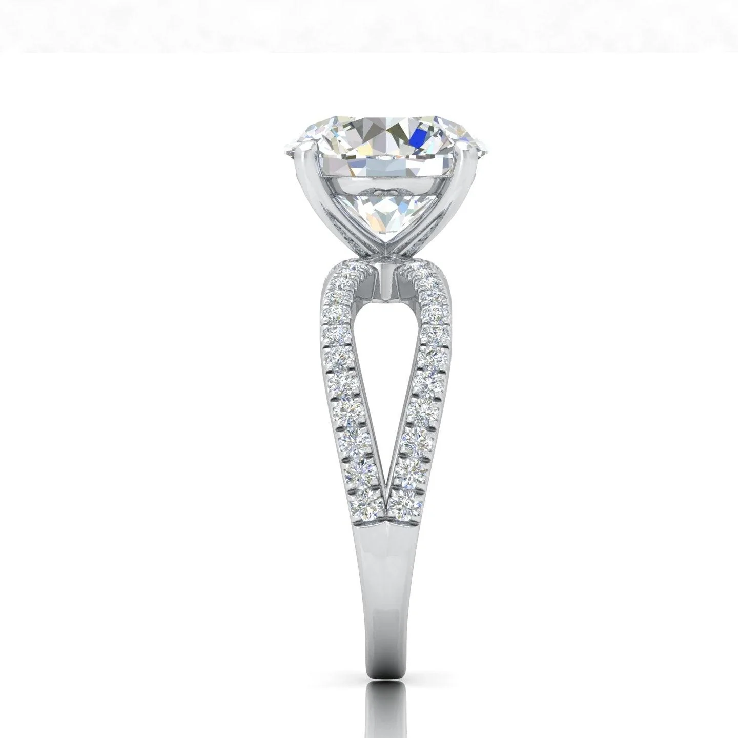 Round Diamond Split Shank Engagement Ring in 18k Gold / Platinum 3.50Ct - Image 3