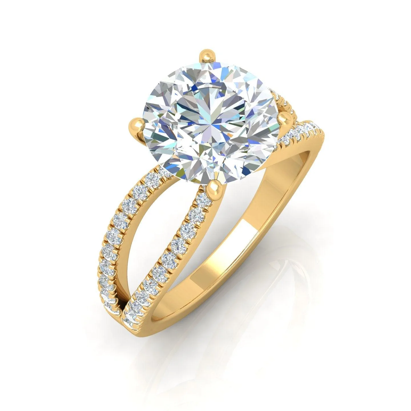 Round Diamond Split Shank Engagement Ring in 18k Gold / Platinum 3.50Ct - Image 4