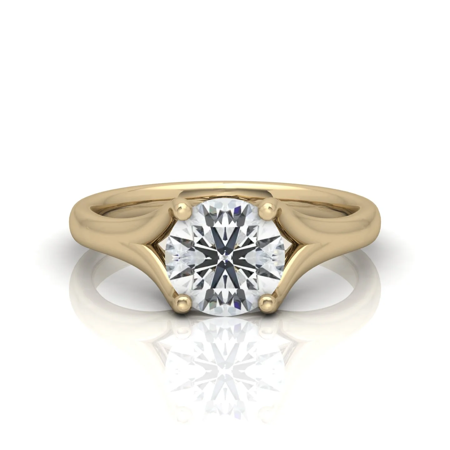 Round Diamond Split Shank Solitaire Engagement Ring