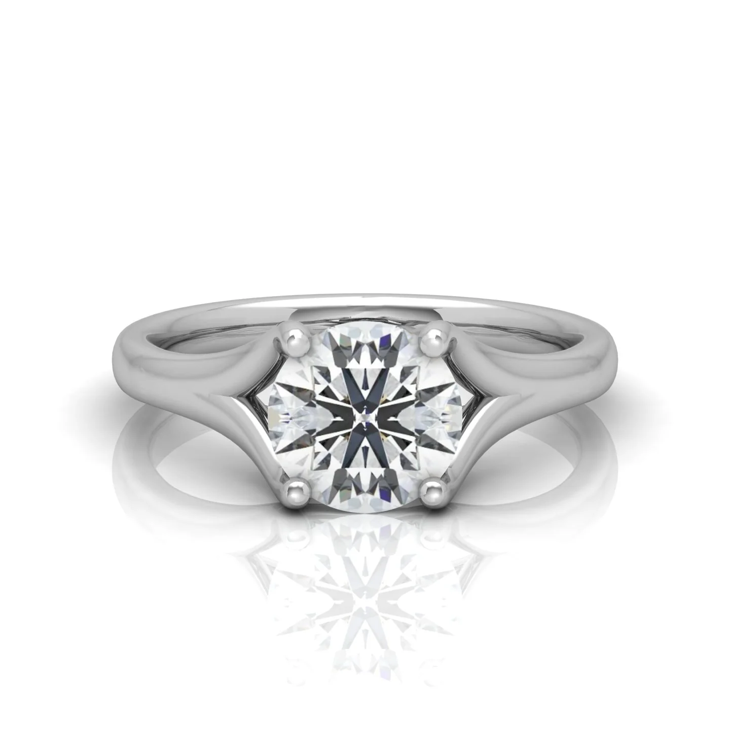 Round Diamond Split Shank Solitaire Engagement Ring - Image 14