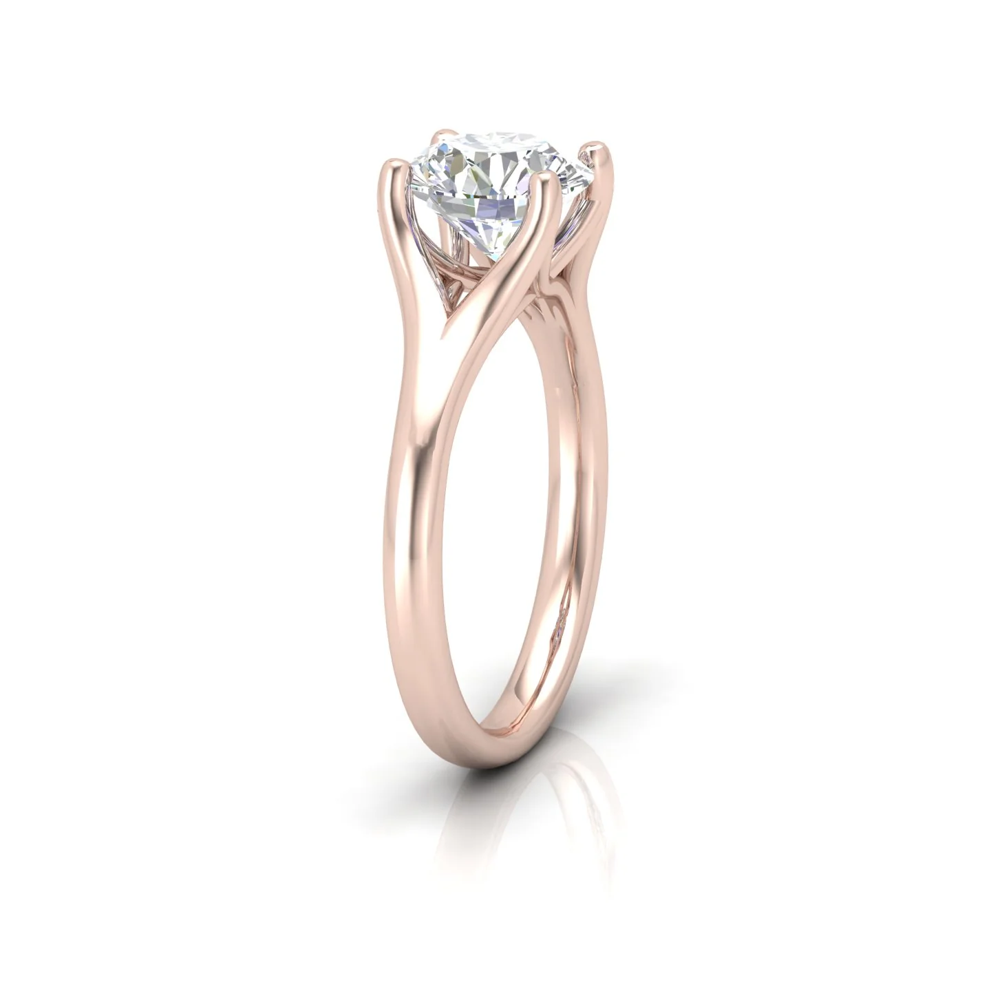 Round Diamond Split Shank Solitaire Engagement Ring - Image 4